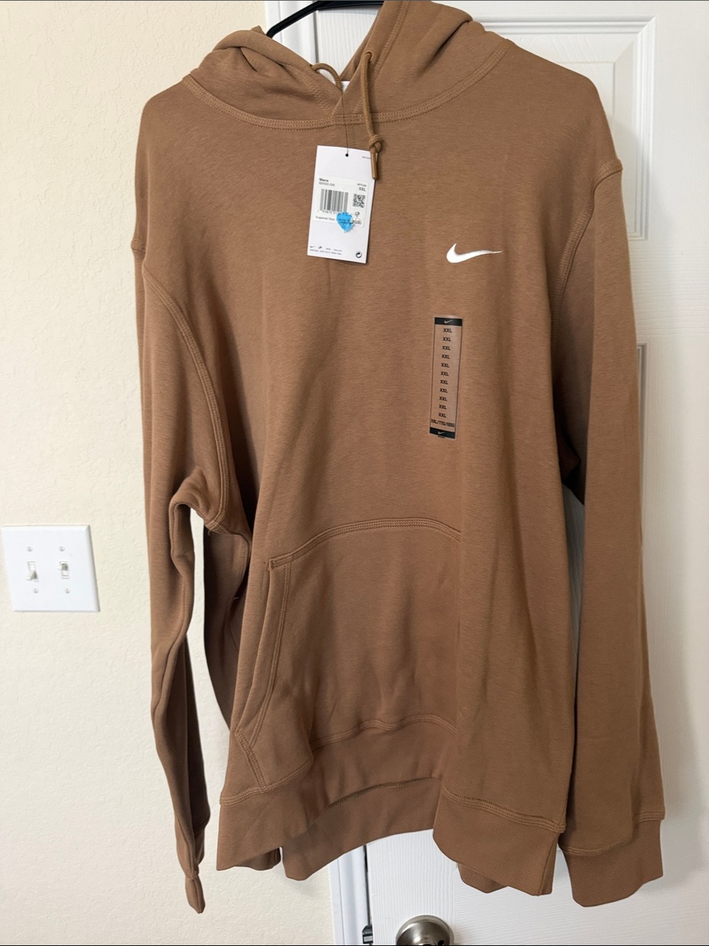 Nike Tan/Brown Hoodie with White Swoosh